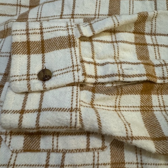 Billabong Cream and Brown Striped Button Flannel Size S - Picture 5 of 5